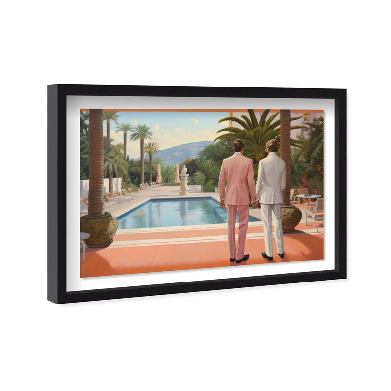 Poolside Romance Duo Shadowbox by Oliver Gal, Black, 17.5" H x 25.5" W