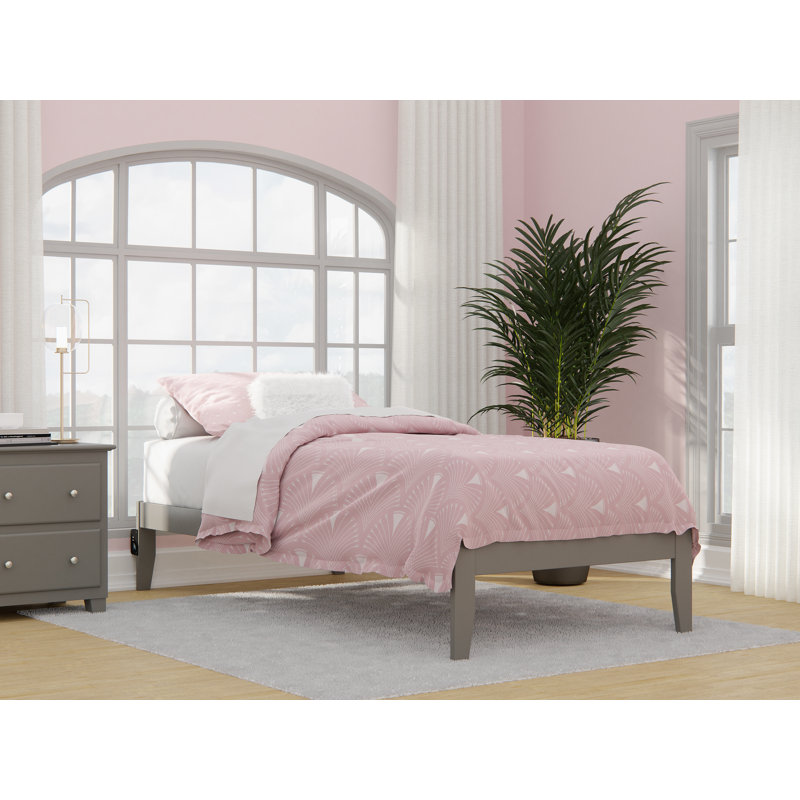 Javaunte Solid Wood Platform Standard Bed, Gray, Twin