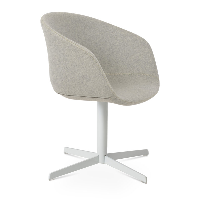 Chaise Tribeca, Laine argentée, Blanc / Blanc