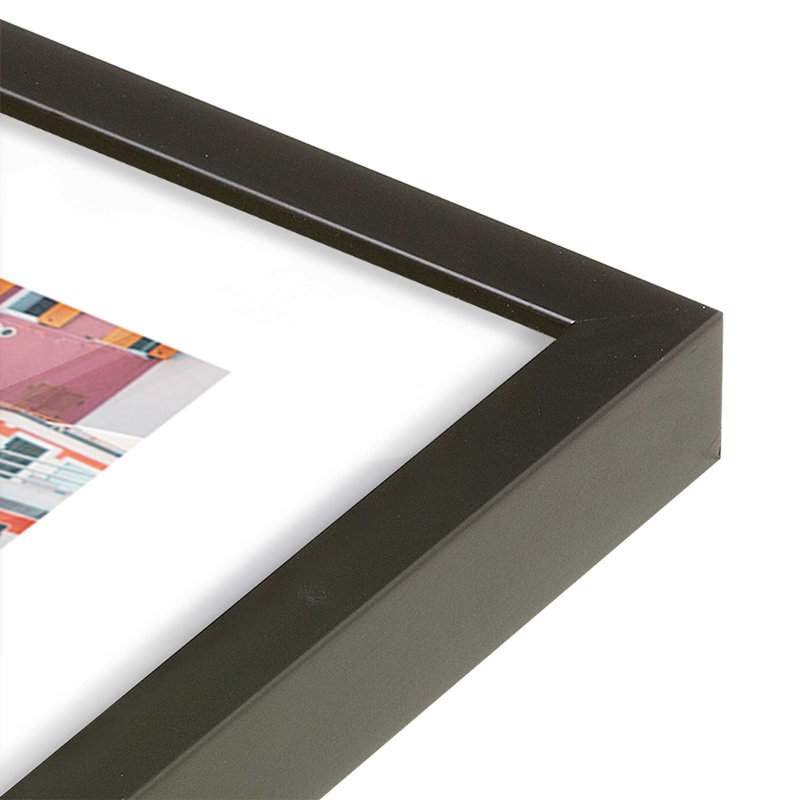 Pastel Village Print, 13" H x 17" W x 1.25" D, Satin Black Framed