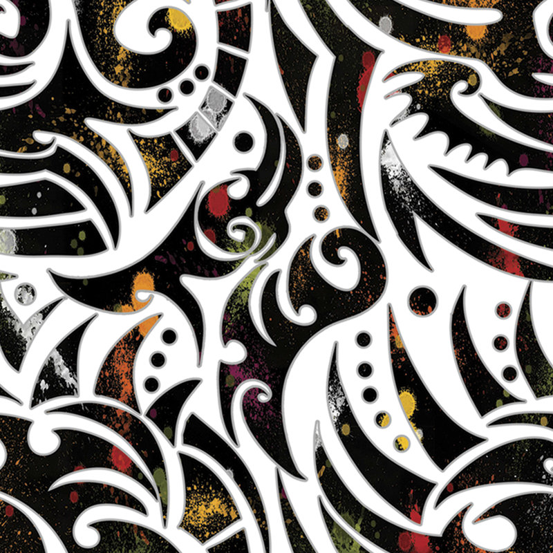 Eliana Gina Rivas Design Tribal Splatter - Imprimé, H 36 po x l 36 po, Cadre flottant blanc, Non