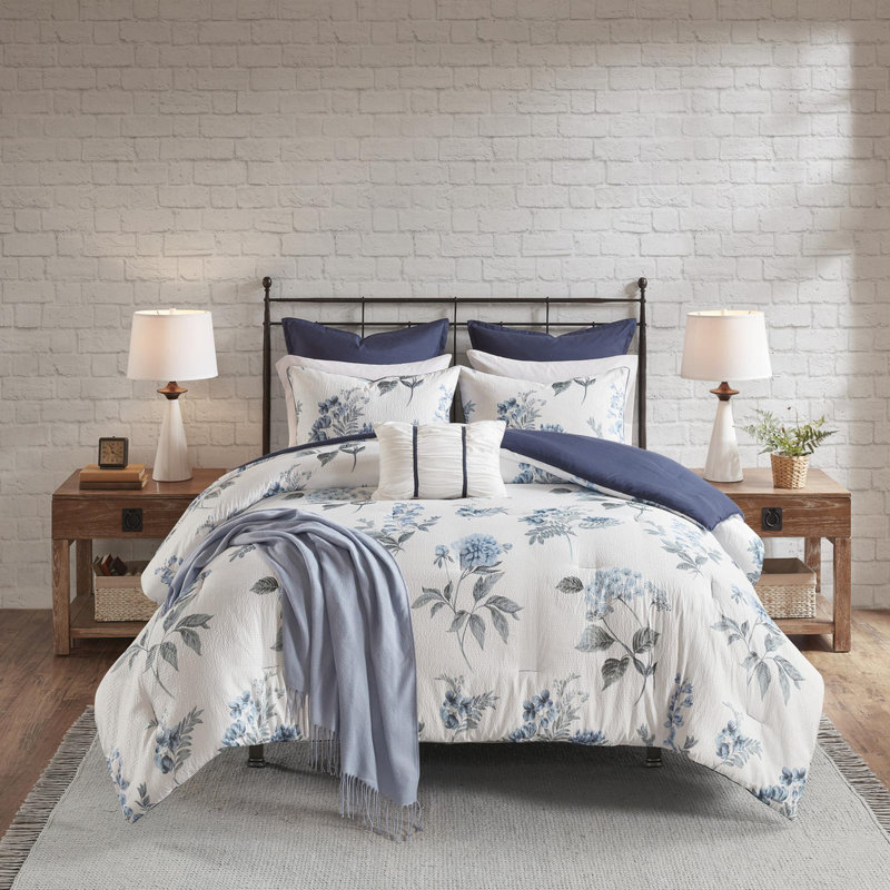 Microfiber Printed Comforter7 Piece  Set, Full Comforter + 6 Additional Pieces