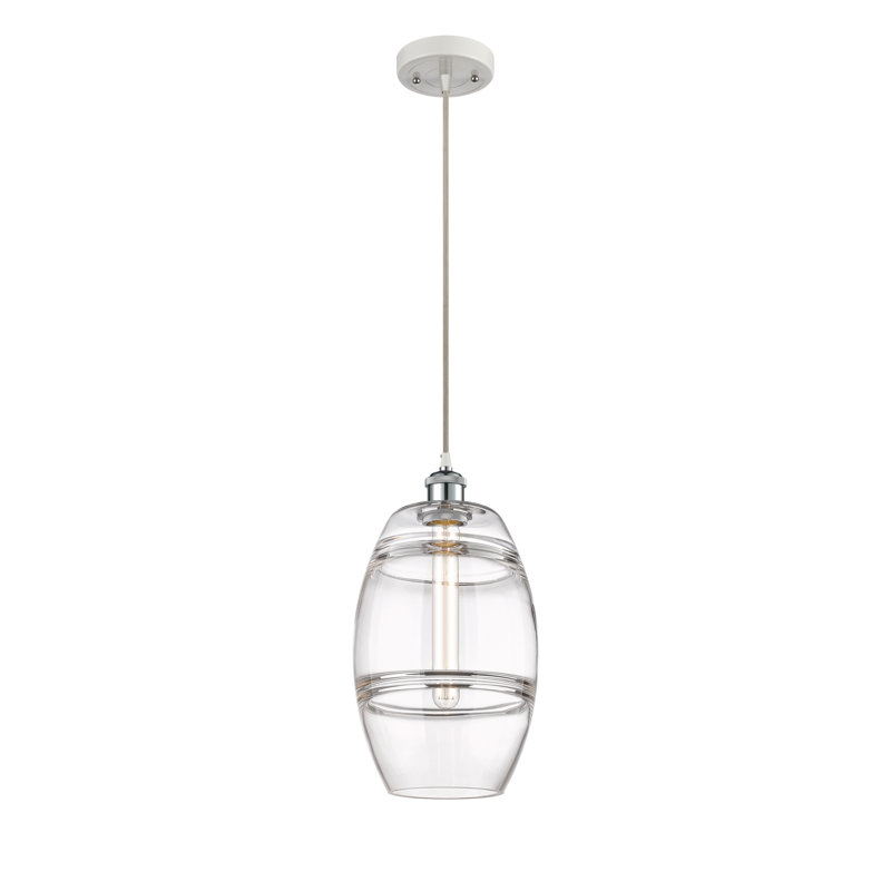 Luminaire suspendu 1 lumière Absalat, H 9,88 po x l 8 po x P 8 po, Transparent, Chrome poli blanc