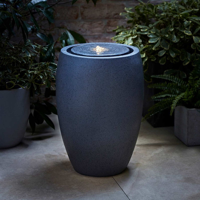 Outdoor Fountain with Lights, Grey