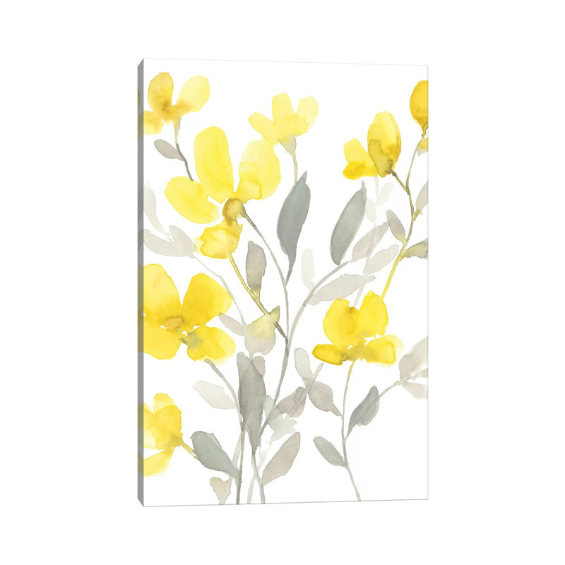 Yellow & Grey Garden I by Jennifer Goldberger - Wrapped Canvas Gallery-Wrapped Canvas Giclée, 20.32 cm H x 30.48 cm W