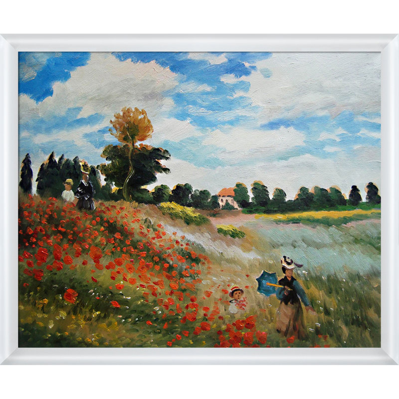 «Alan Poppy Field in Argenteuil» par Claude Monet - peinture sur toile encadrée, H 22,75 po x l 26,75 po x P 2 po