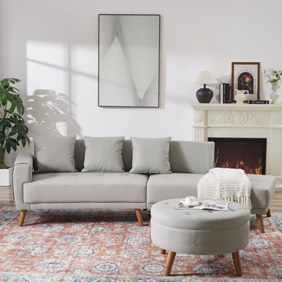 Canapé modulaire 2 pièces avec repose-pieds