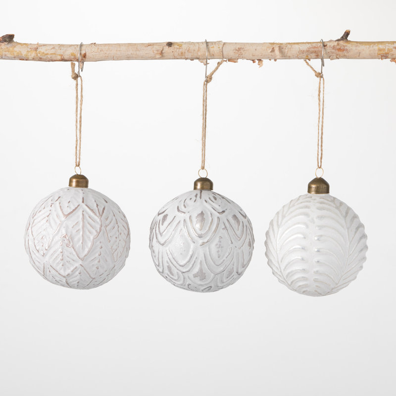 Aldiana 3 Piece Patterned Ball Ornament Set