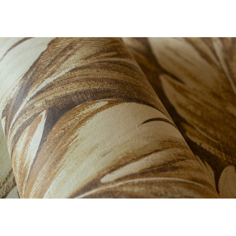 Tropical Collection Somoa Inspired Tropical Leaves 27.8' L x 27.5" W Wallpaper Roll, Peanut