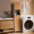 Bathroom Tall Storage Cabinet With Bamboo Slats Door