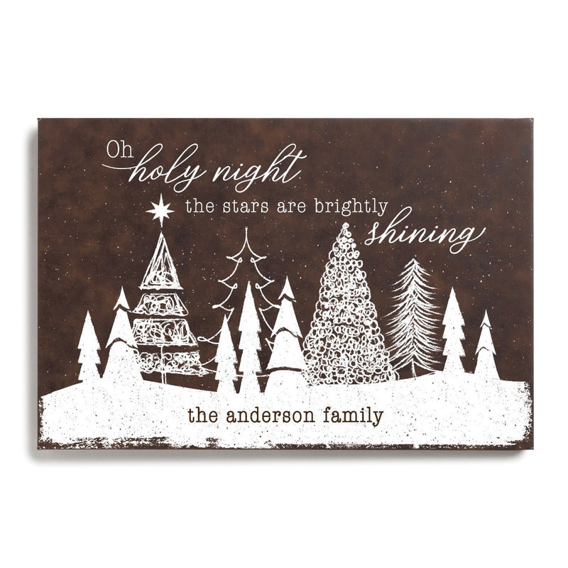 Oh Holy Night Personalized 12x18 Leatherette Canvas, Yes, Brown