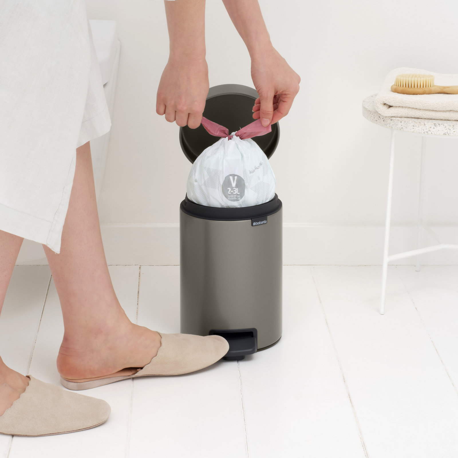 Brabantia Newicon 0.8gal Step-On Can, Platinum