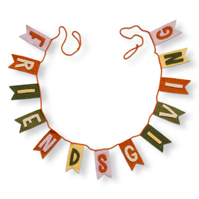 Friendsgiving Wool Felt Garland Orange Thanksgiving