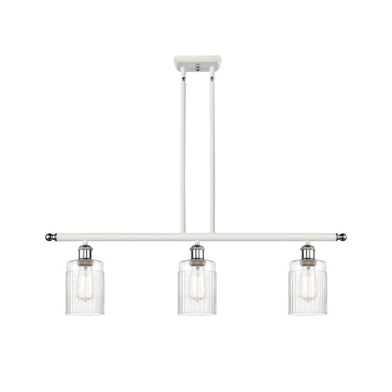 Caplinger 3 - Light Kitchen Island Pendant, 6 Watt Vinage LED Bulb, White/Polished Chrome