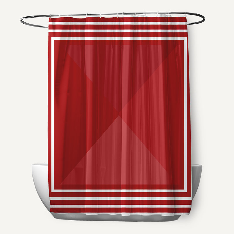 Bartow Geometric Shower Curtain, Red