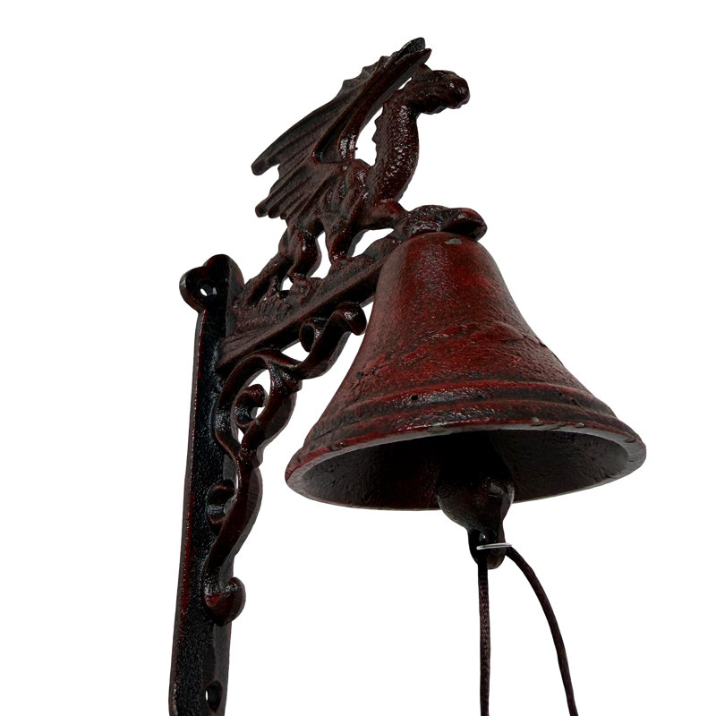 Sonnette de porte murale rustique en fonte avec cordon, rouille rouge, 9 pouces de haut