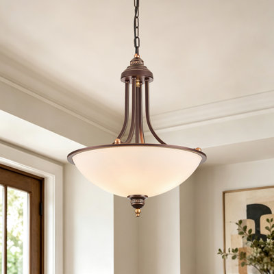 Suspension classique à 4 lumières, hauteur réglable, avec abat-jour en verre dépoli
