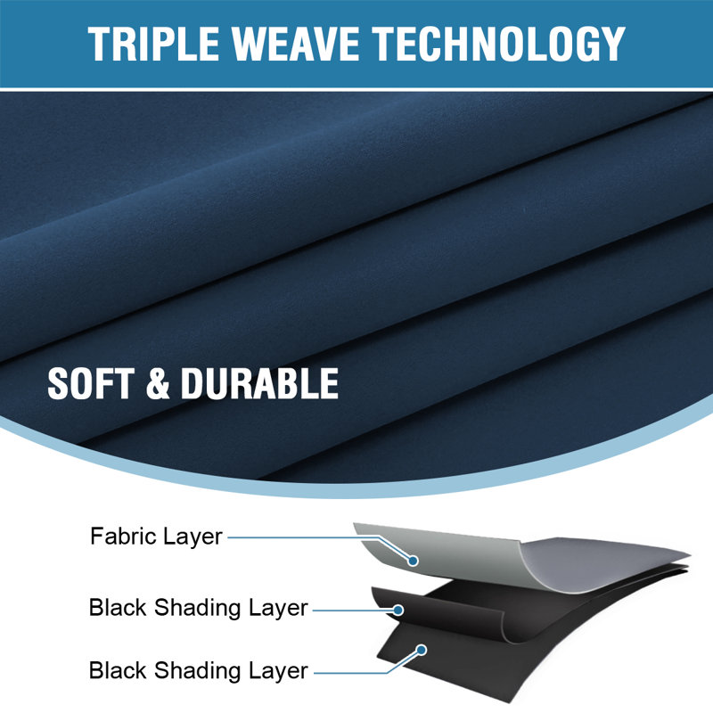 100% Blackout Curtains for Bedroom with Liner Full Room Darkening Curtains Thermal Insulated Back Tab/Rod Pocket Window Drapes for Living Room, 2 Panels