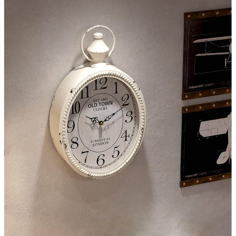 Metal Wall Clock, White