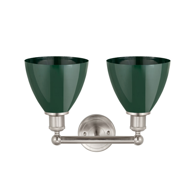 Éclairage pour meuble-lavabo à 2 lumières Arpita, Vert, Nickel satiné