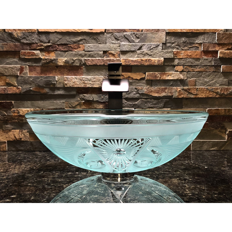 Elegant Glass Engraving Studio 16.5 " Glass Circular Bathroom Sink