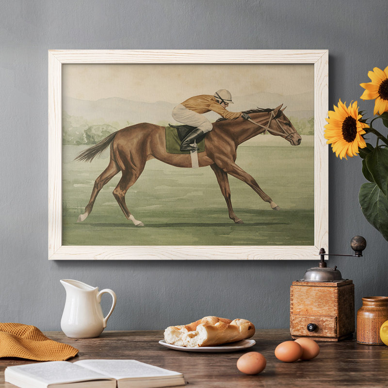 Équitation rétro II, reproduction d'art sur toile, Blanc, H 22 po x l 32 po