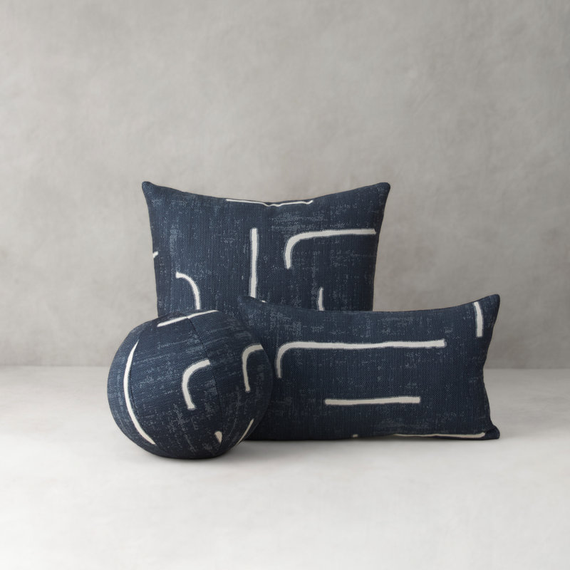 Instinct Square Indoor/Outdoor Pillow Cover & Insert, Denim