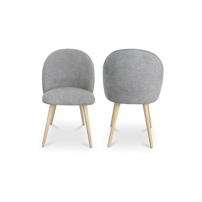 Chaise d'appoint rembourrée en bois massif Loeda, Gris, Bois naturel