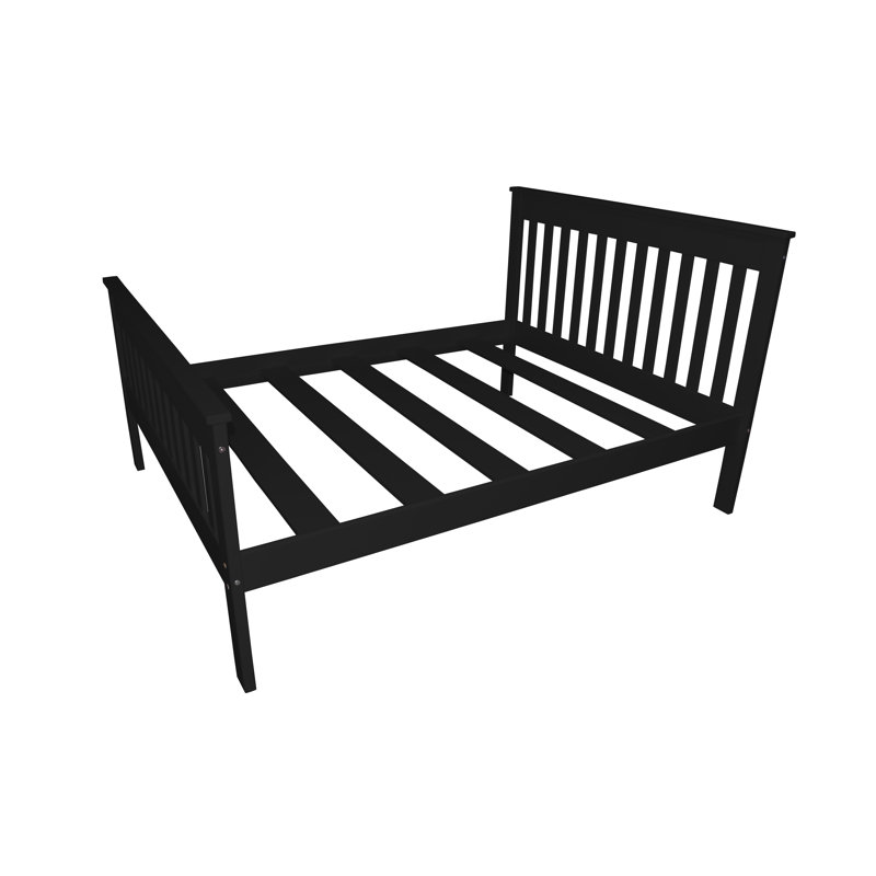 Harmony Home Collection Unfinished Solid Wood Slat Bed, Black, Queen