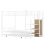 Lit superposé simple au-dessus d'un lit double en métal avec échelle de rangement et armoire latérale-104650535