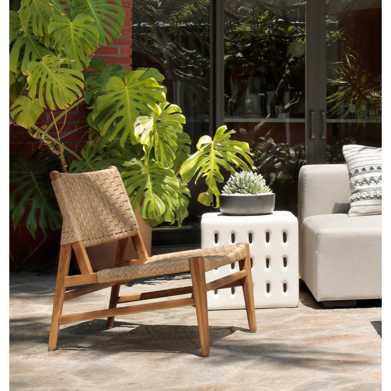 Campera 20'' White Concrete Square Outdoor Side Table