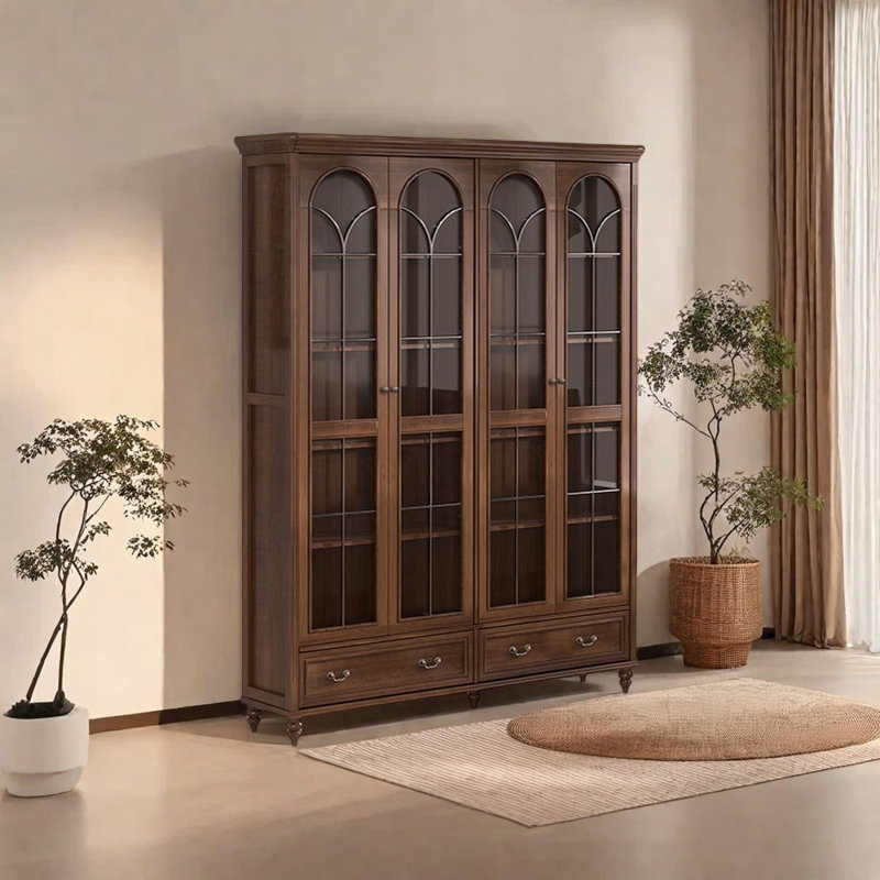Bibliothèque de style américain avec portes en verre