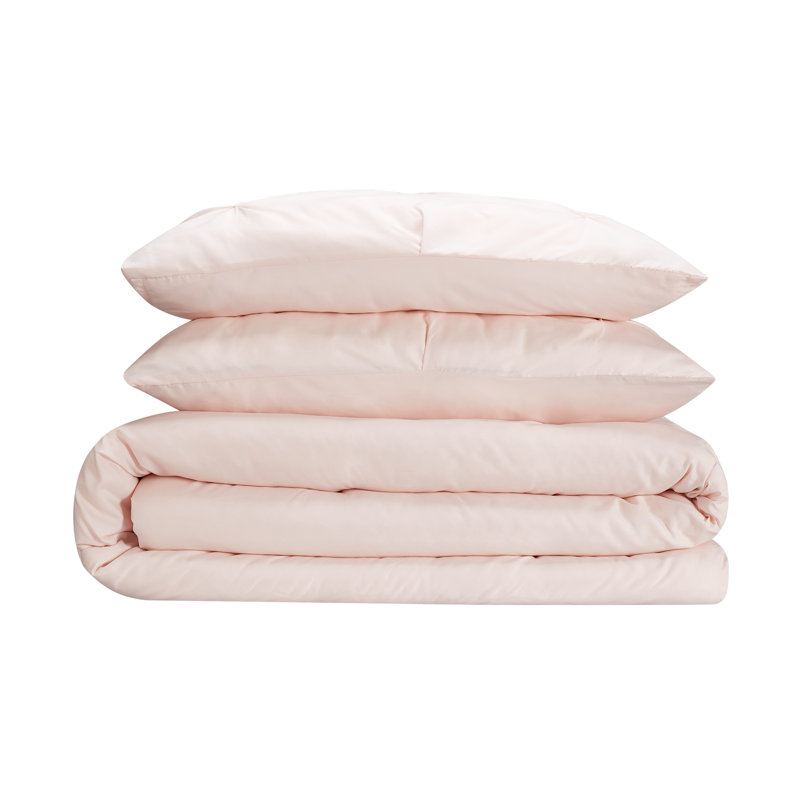 Blush Pleated Twin/Twin XL Duvet Cover Set with Shams