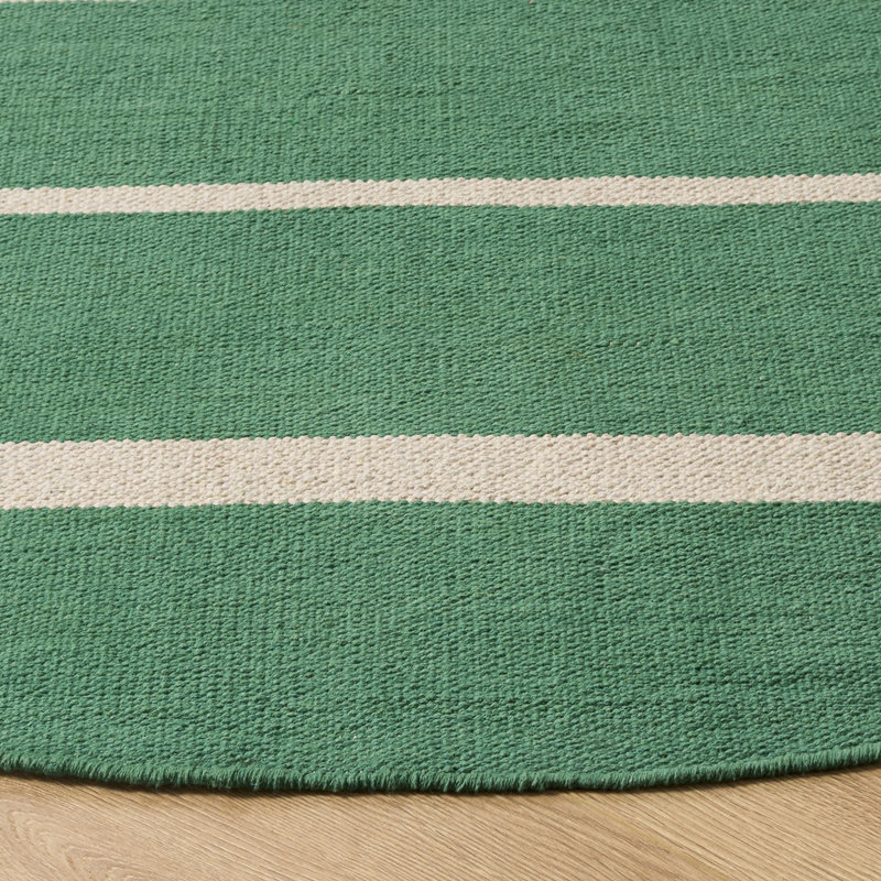 Estine Hand Woven Cotton Striped Rug, Round 6'