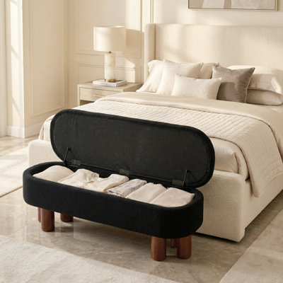 Joddie Upholstered Flip Top Storage Bench with Solid Wood Leg