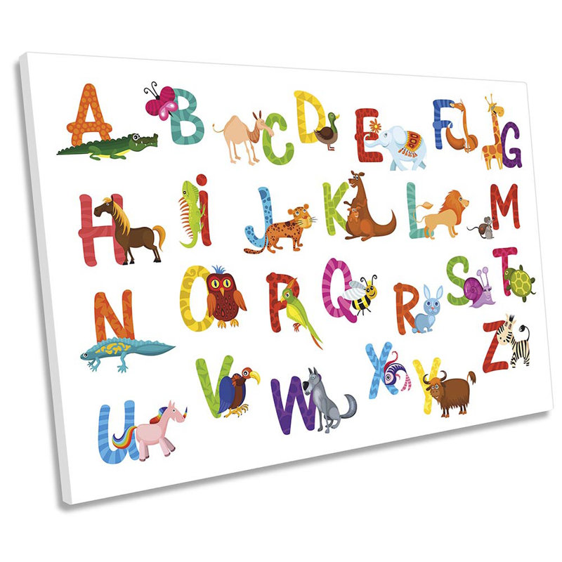 Animal Alphabet Nursery - Wrapped Canvas Print, 81.3cm H x 121.9cm W x 4cm D