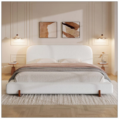 Maren Modern Upholstered Platform Bed With Solid Wood Legs And Thick Frame Design