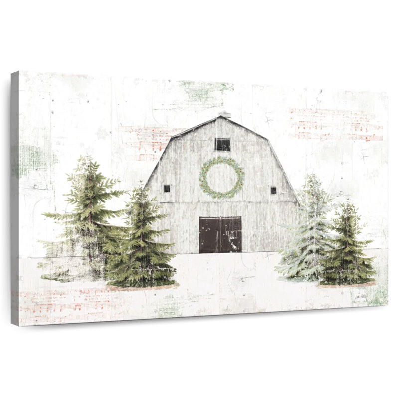 Lilie Wooded Holiday Barn, H 20 po x l 30 po