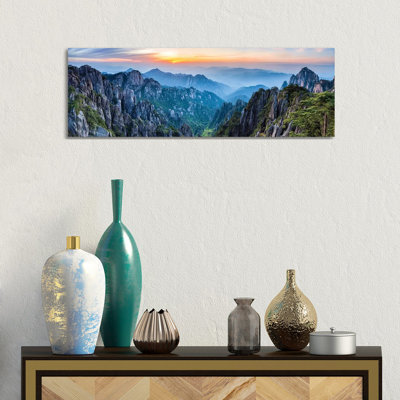 Panoramic View Of The Huangshan Landscape At Sunrise by Jan Becke - Wrapped Canvas Panoramic Print