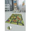 Tapis rectangulaire en velours tissé à la machine en vert / noir-74403105