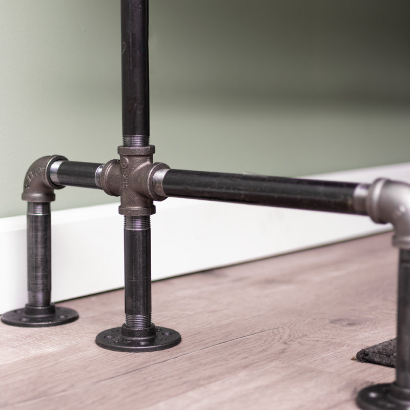 Heavy Duty Industrial Black Steel Pipe "M" Design Desk Kit