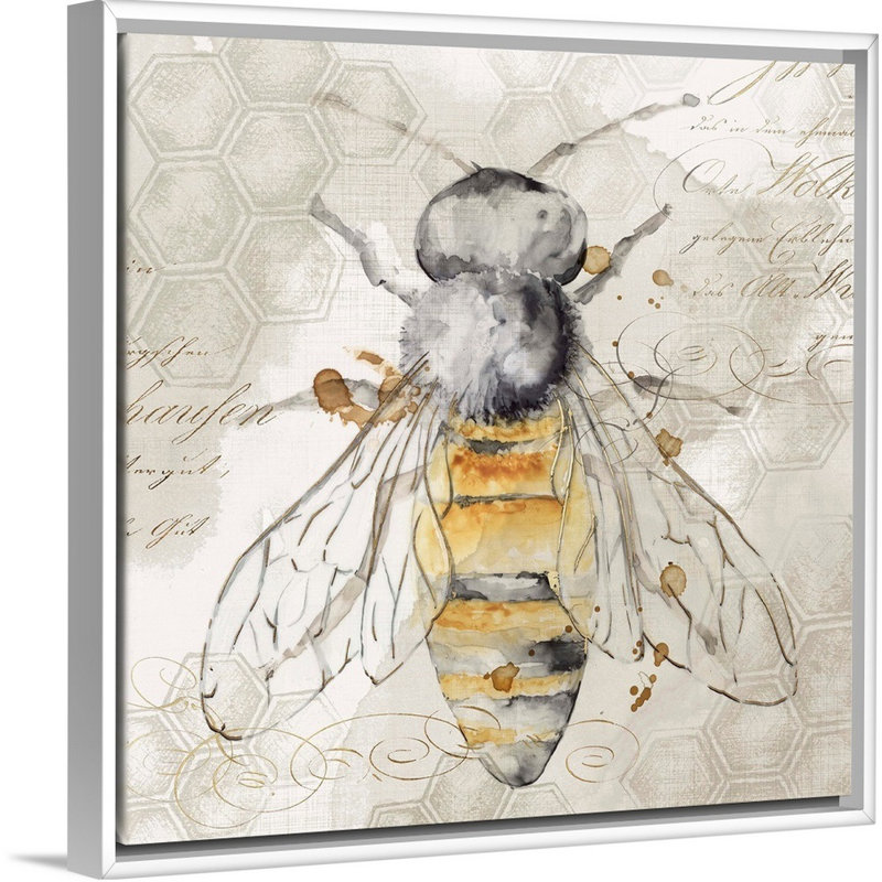 «Queen Bee II» par Eva Watts - reproduction d'art sur toile, H 14 po x l 14 po x P 1,75 po, Cadre blanc