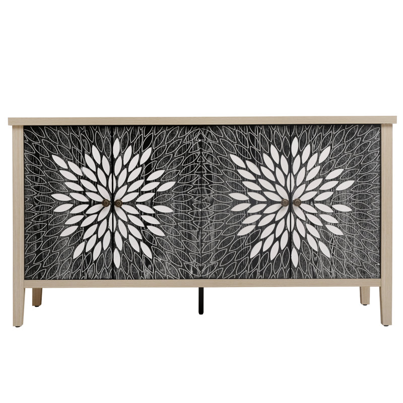 Buffet buffet, armoire de rangement avec rangement, armoire de rangement moderne avec 4 portes et tablettes réglables pour le salon, la salle à manger, la cuisine et le vestibule