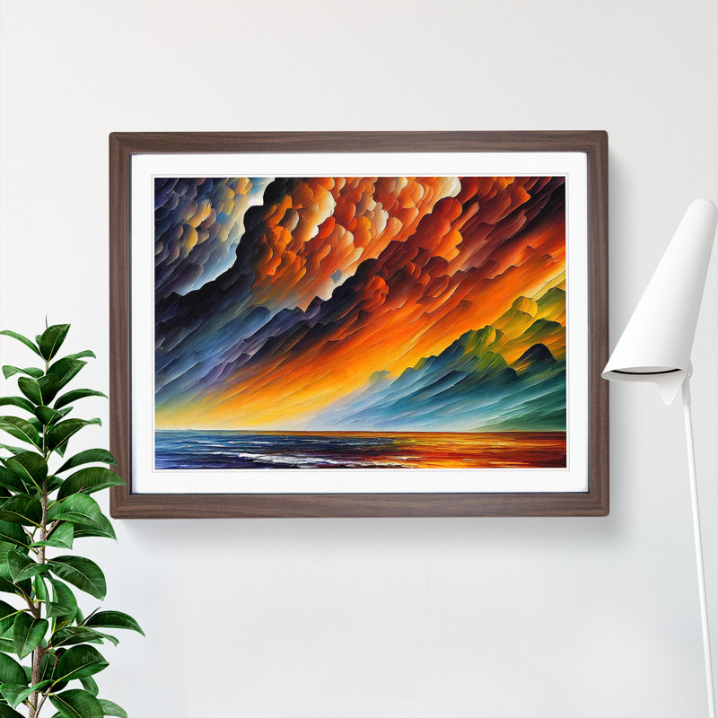 Contoured Thunderstorm - Framed Print, 25cm H x 34cm W x 2cm D, Walnut