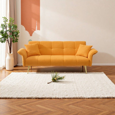 70-Inch Teddy Fleece Sofa Bed - Convertible Futon with Adjustable Arms & Backrest, Modern Love Seat for Living Room & Bedroom