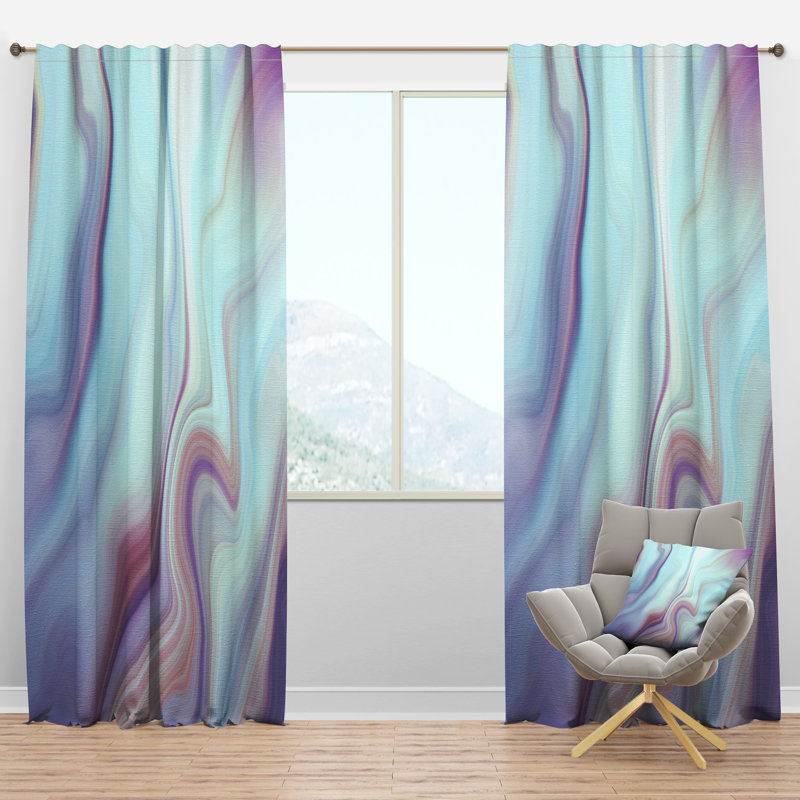 Marbled Liquid Agate Colours - Abstract Curtain - Velvet Room darkening - 1 panel, 52"W x 90"L