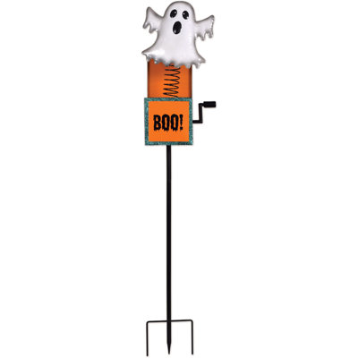 Ghost Jack In The Box Metal Halloween Garden Stake