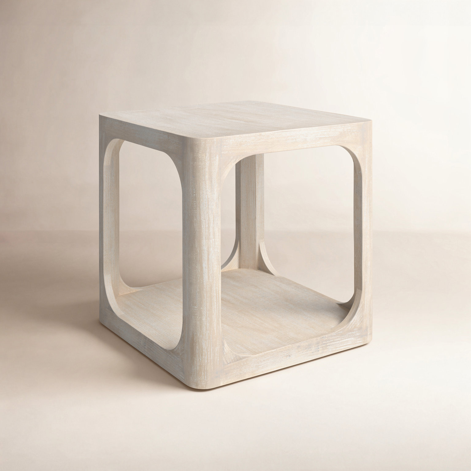 Sybil Solid Wood End Table, 22" x 22", Beige