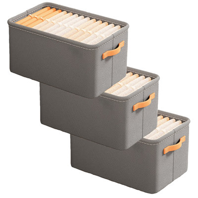 Set Of 3 Closet Organizers And Storage Bins Large, Organizer Storage Baskets, Storage Containers For Organizing Changing Table Bookshelf With Sturdy Steel Frame Cationic Fabric
