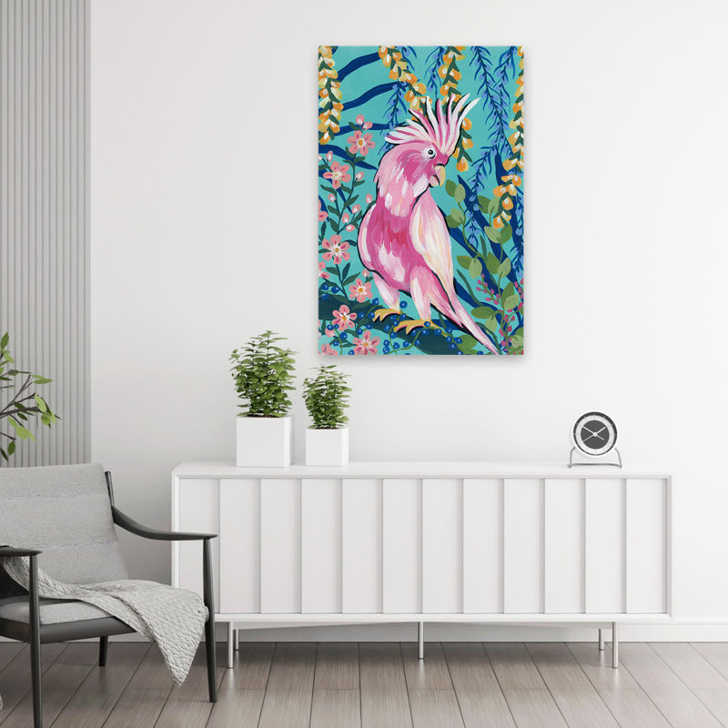 Cacatoès contemporain et BCBG, H 36 po x l 24 po